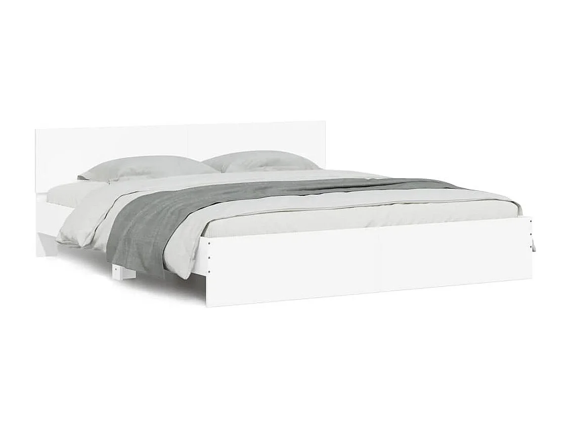 Bedframe met hoofdeinde wit 160x200 cm