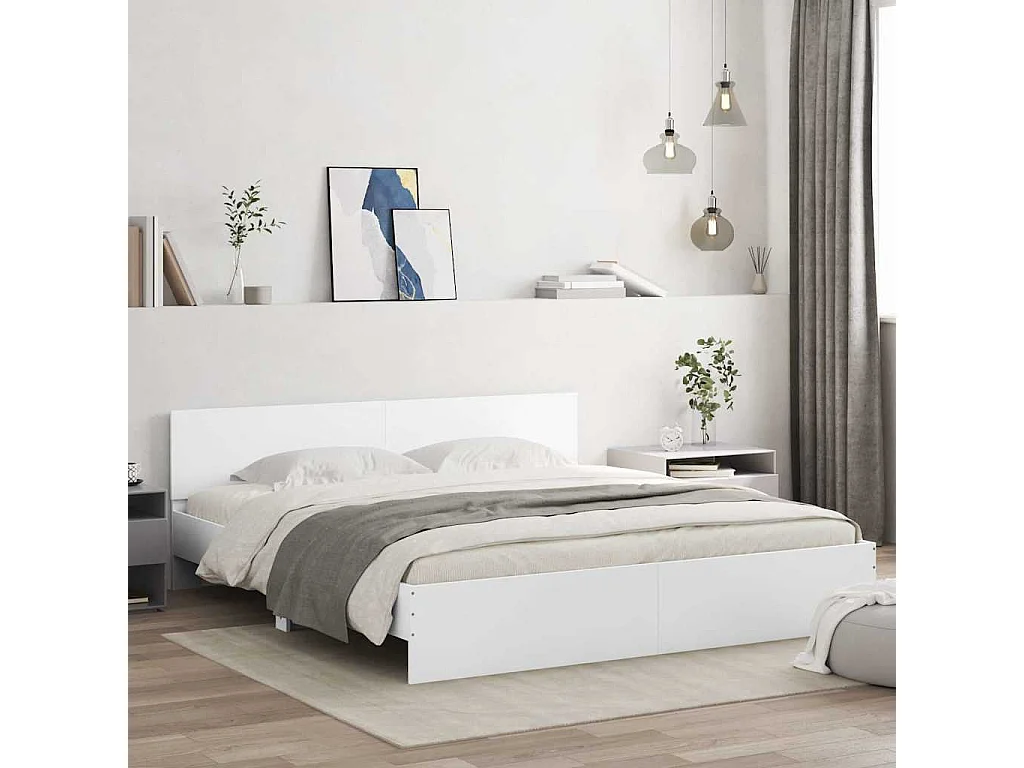 Bedframe met hoofdeinde wit 160x200 cm