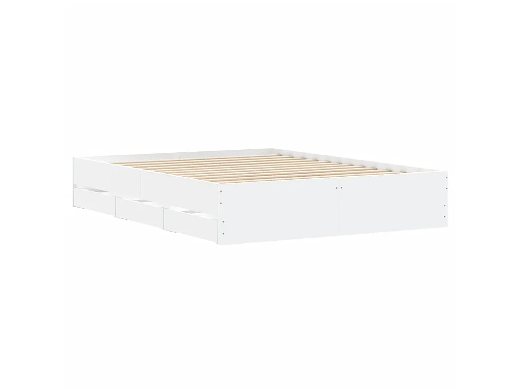 Cadre de lit avec tiroirs sans matelas blanc 140x190 cm