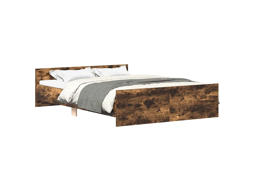 Bedframe met hoofd- en voeteneinde gerookt eiken 140x190 cm