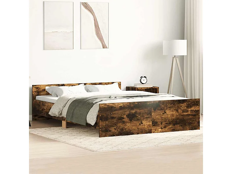 Bedframe met hoofd- en voeteneinde gerookt eiken 140x190 cm