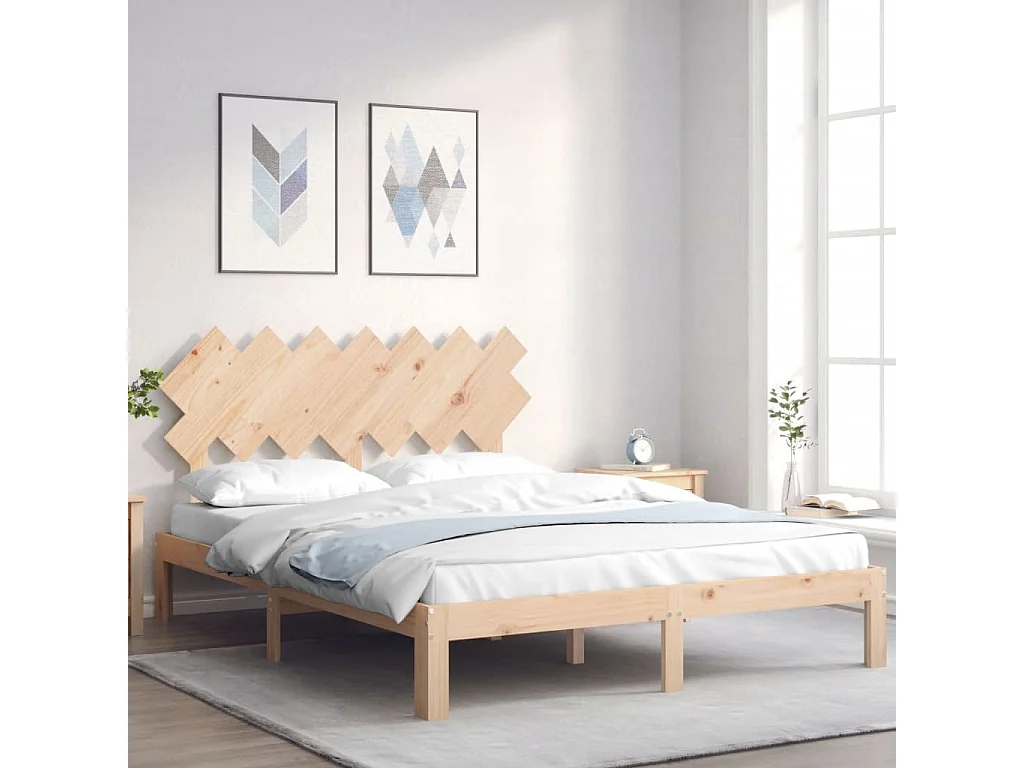 Cadre de lit sans matelas 140x190 cm bois de pin massif