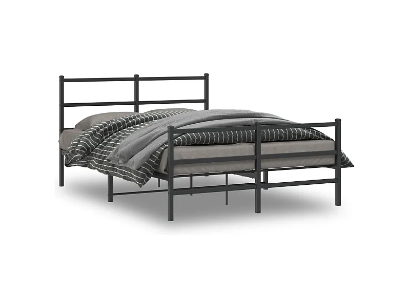 Bedframe met hoofd- en voeteneinde metaal zwart 140x190 cm