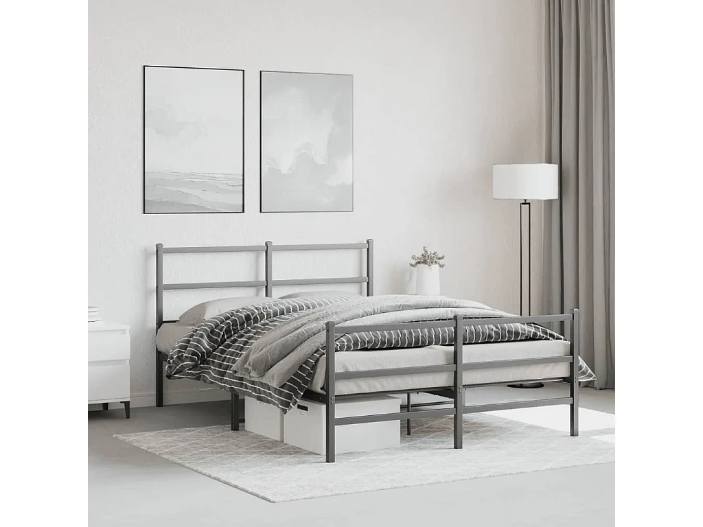 Estructura cama sin colchón con estribo metal negro 140x190 cm