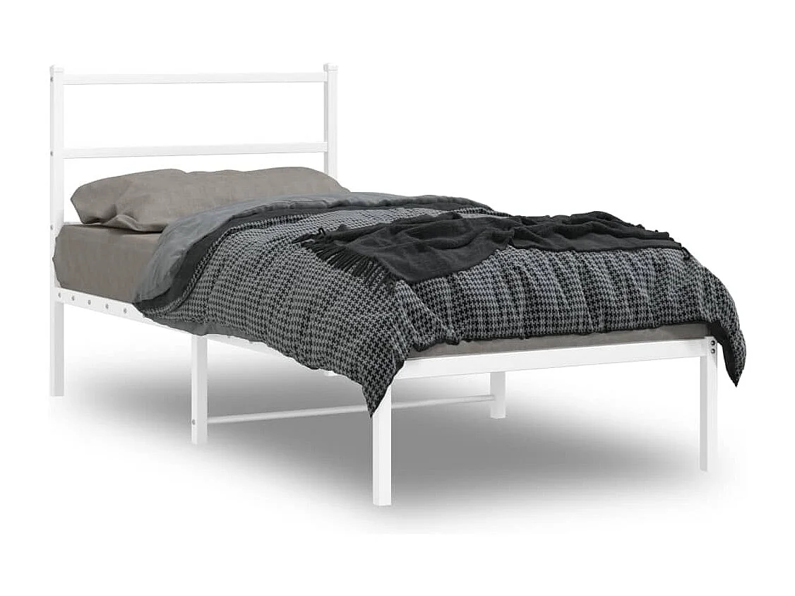 Bedframe met hoofdbord metaal wit 90x200 cm