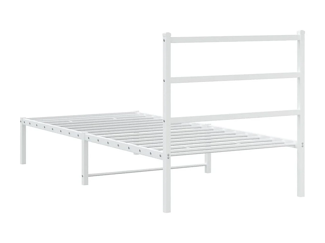 Bedframe met hoofdbord metaal wit 90x200 cm
