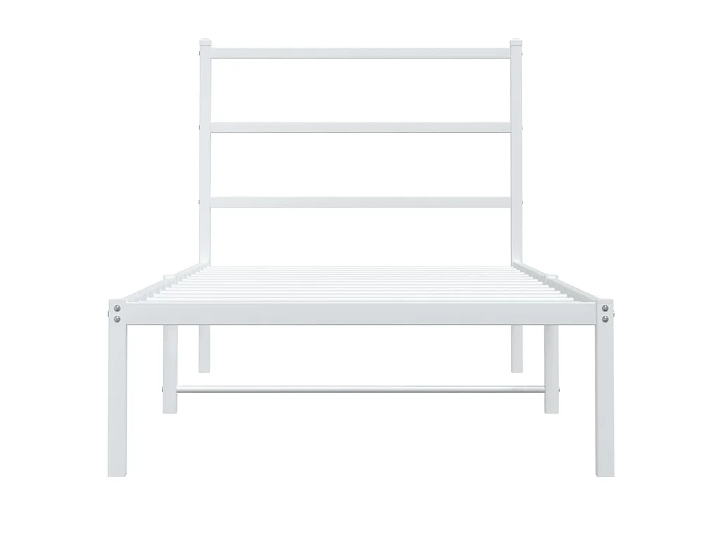 Cadre de lit métal sans matelas avec tête de lit blanc 90x200cm