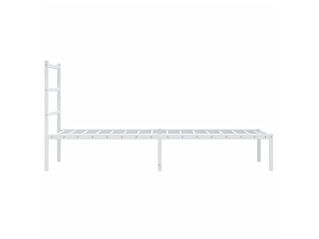 Cadre de lit métal sans matelas avec tête de lit blanc 90x200cm