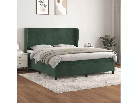 Kauf Unique Boxspringbett mit Matratze Dunkelgrün 160x200 cm Samt