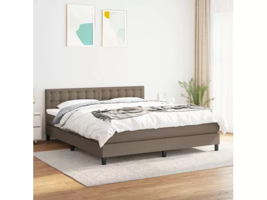 Kauf Unique Boxspringbett mit Matratze Taupe 160x200 cm Stoff