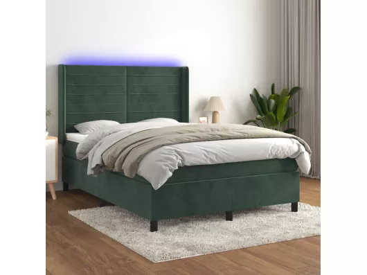 Kauf Unique Boxspringbett mit Matratze & LED Dunkelgrün 140x200 cm Samt