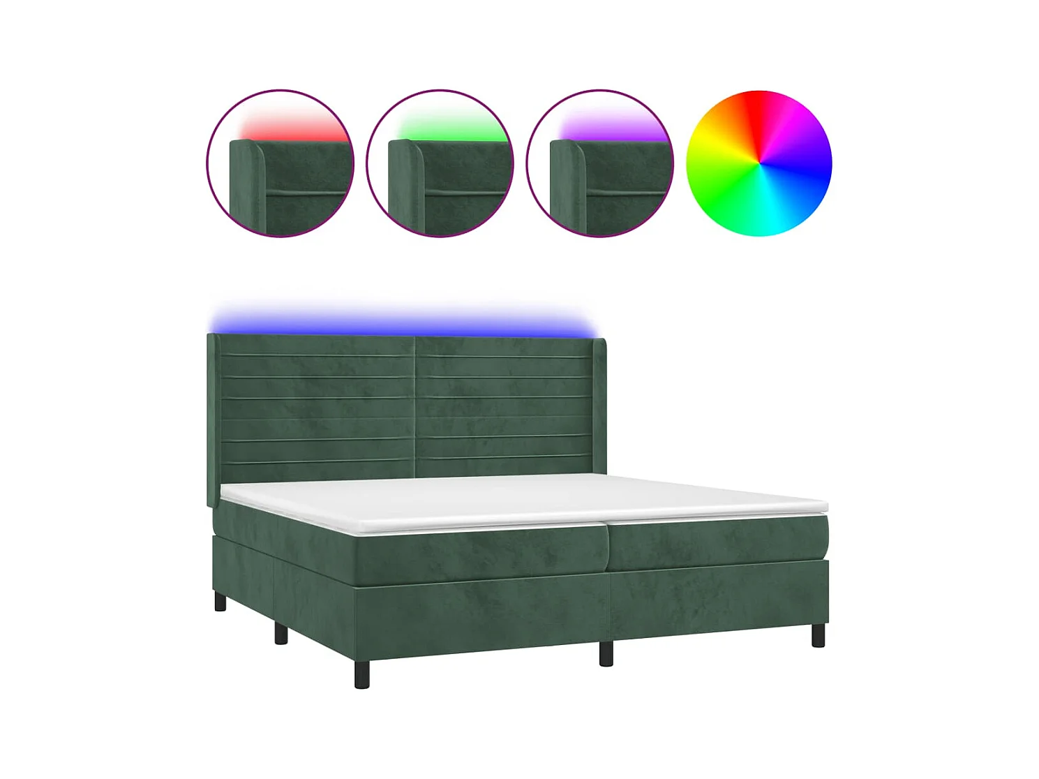 Boxspringbett mit Matratze & LED Dunkelgrün 200x200 cm Samt