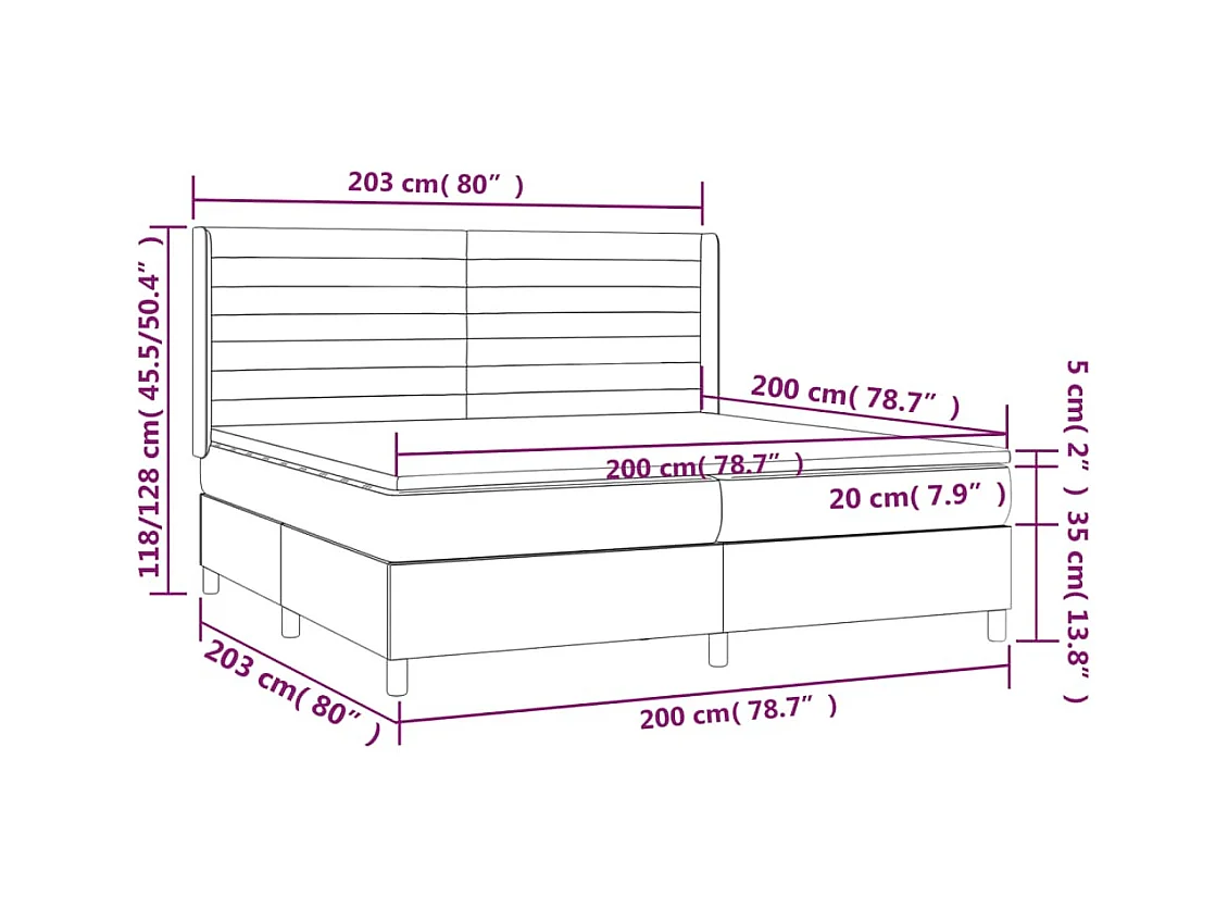 Sommier à lattes de lit matelas et LED Vert foncé 200x200 cm