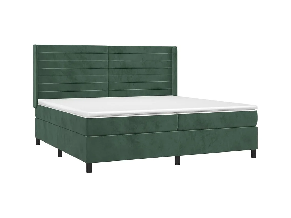 Sommier à lattes de lit matelas et LED Vert foncé 200x200 cm
