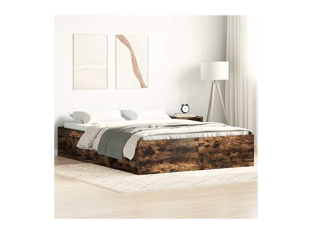 Cadre de lit sans matelas chêne fumé 160x200 cm