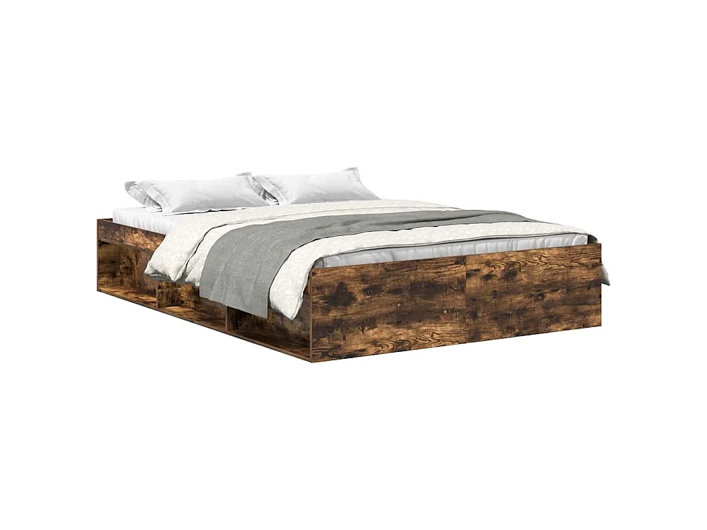 Cadre de lit sans matelas chêne fumé 160x200 cm