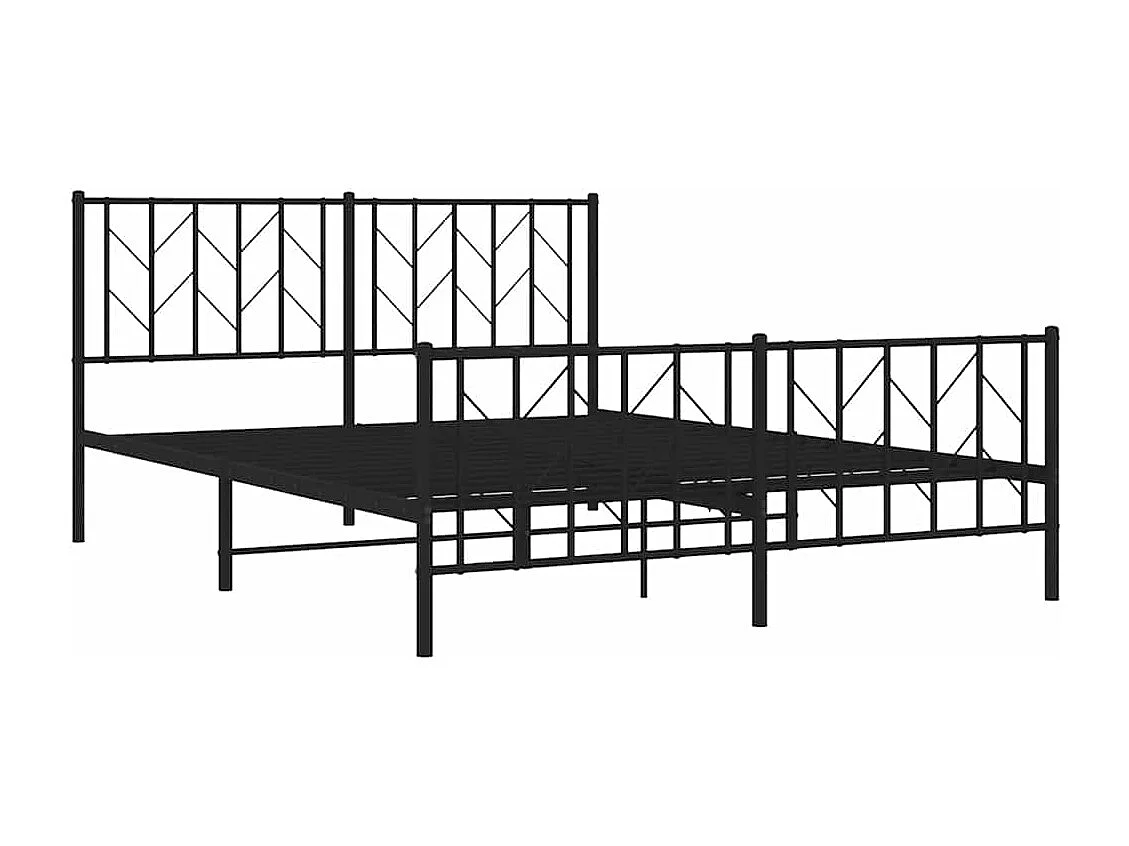 Cadre de lit métal sans matelas avec pied de lit noir 150x200cm
