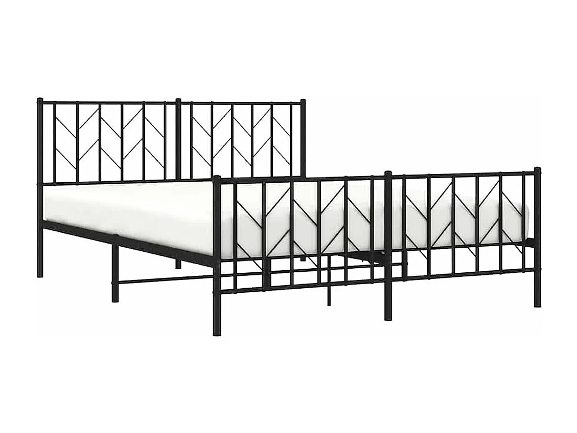Cadre de lit métal sans matelas avec pied de lit noir 150x200cm