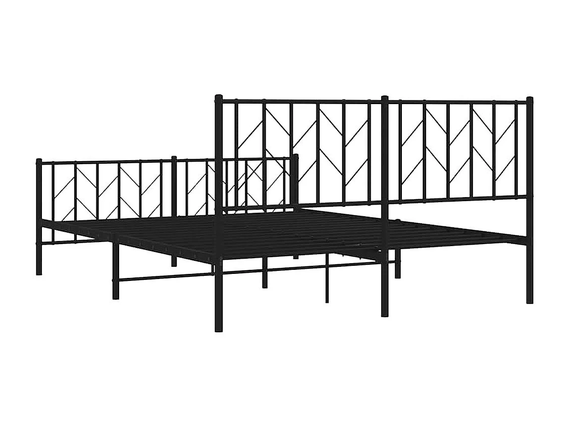 Cadre de lit métal sans matelas avec pied de lit noir 150x200cm