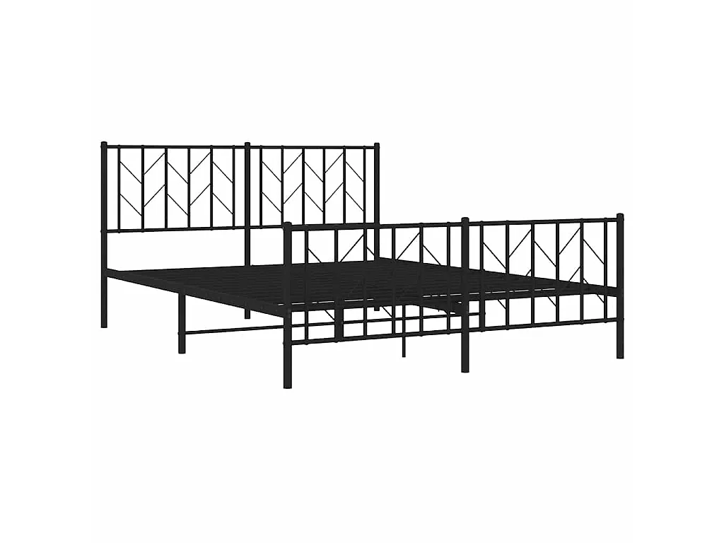 Cadre de lit métal sans matelas avec pied de lit noir 150x200cm