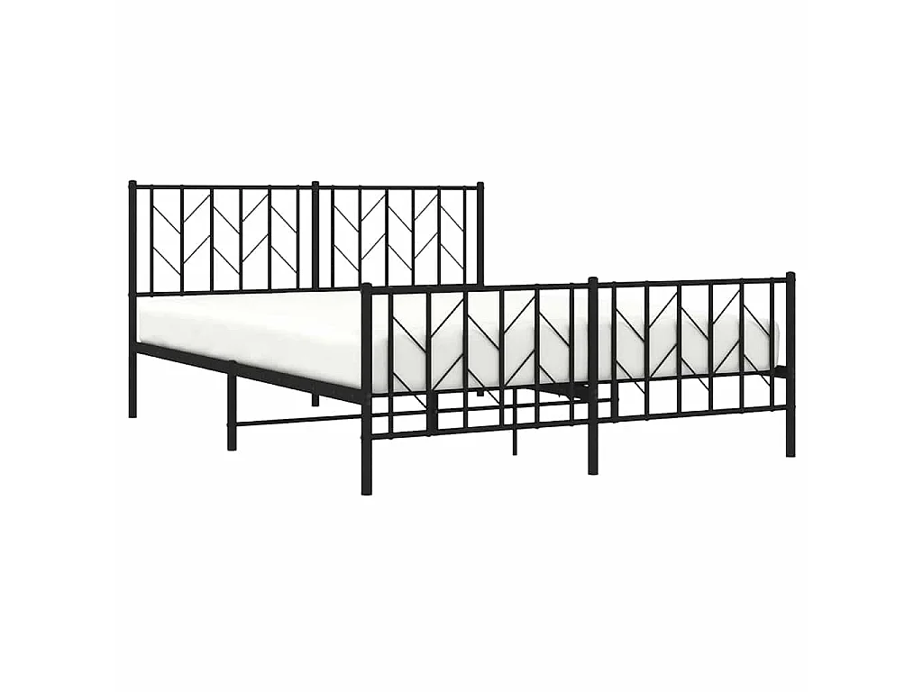 Cadre de lit métal sans matelas avec pied de lit noir 150x200cm