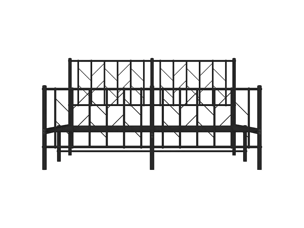 Cadre de lit métal sans matelas avec pied de lit noir 150x200cm