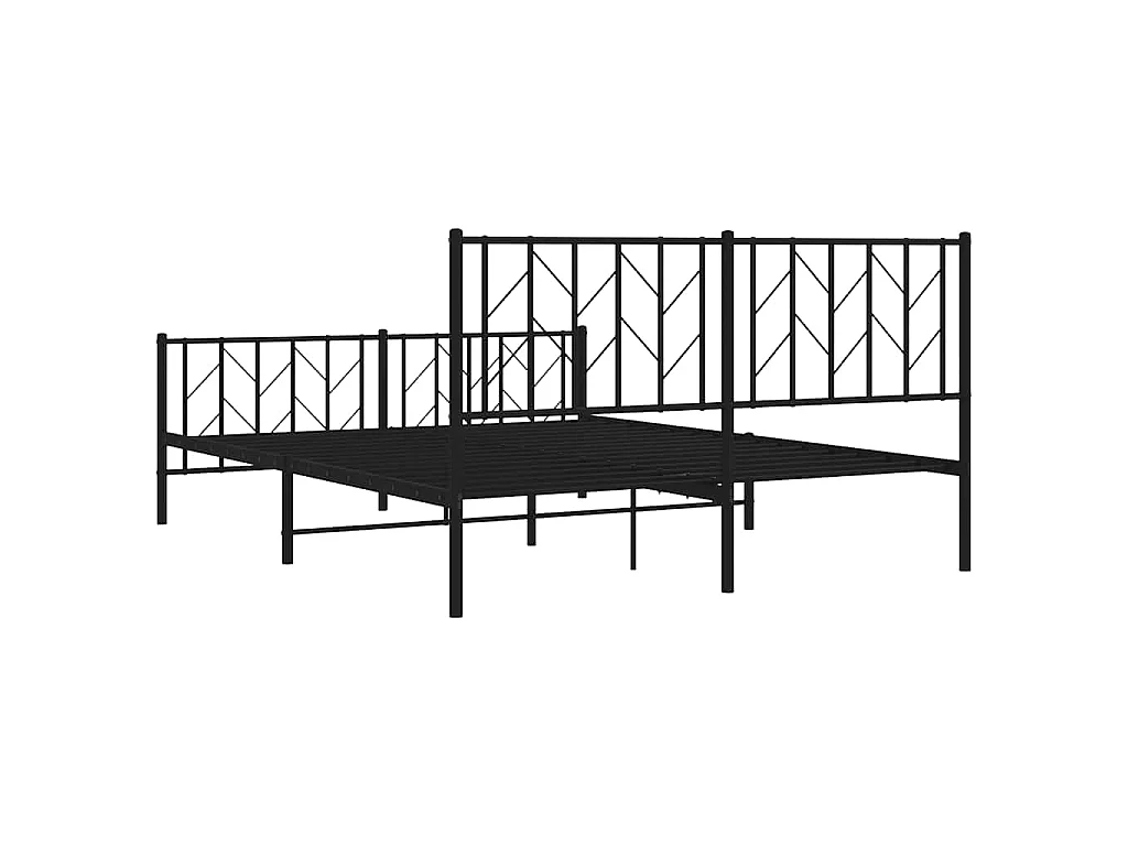 Cadre de lit métal sans matelas avec pied de lit noir 150x200cm