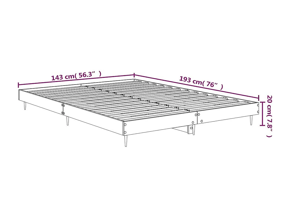Cadre de lit sans matelas blanc 140x190 cm bois d'ingénierie