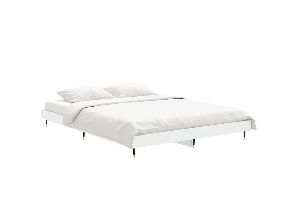 Cadre de lit sans matelas blanc 140x190 cm bois d'ingénierie