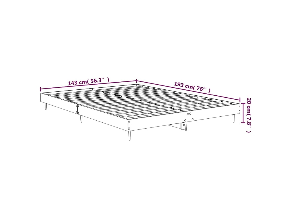Cadre de lit sans matelas blanc 140x190 cm bois d'ingénierie