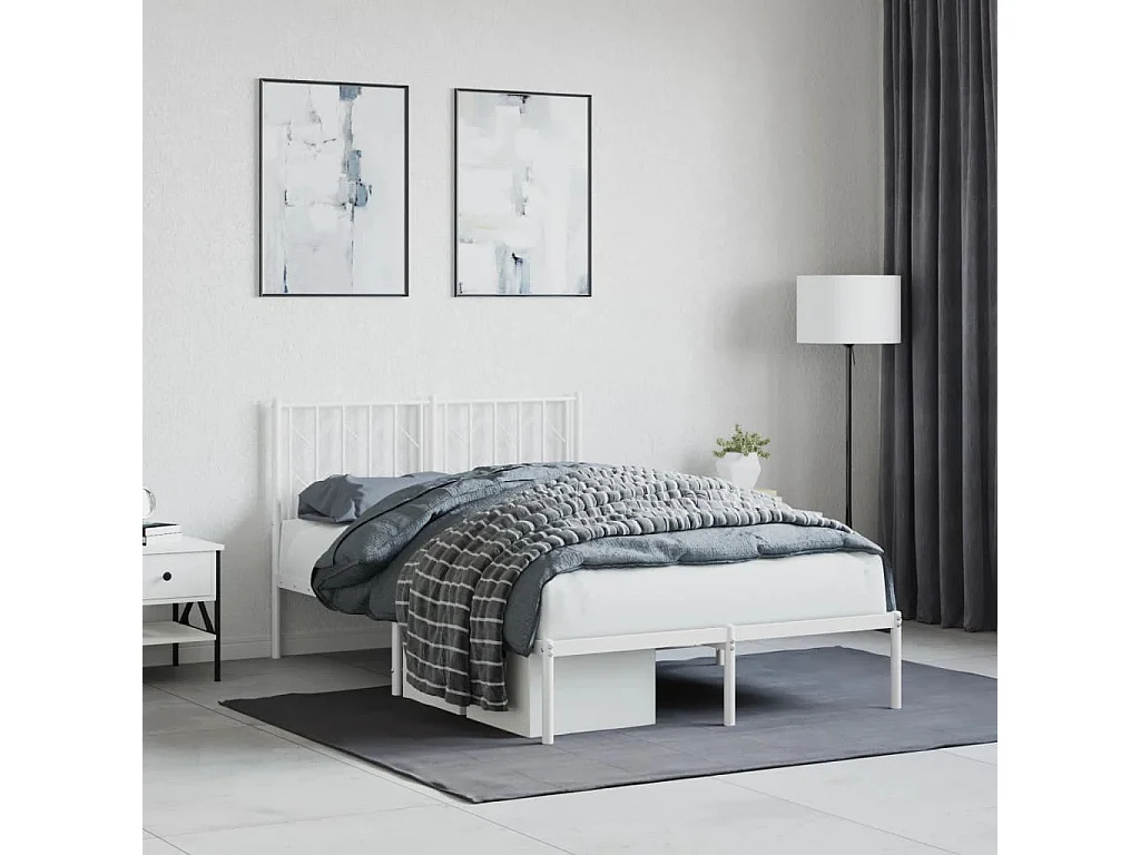 Giroletto con Testiera in Metallo Bianco 120x200 cm