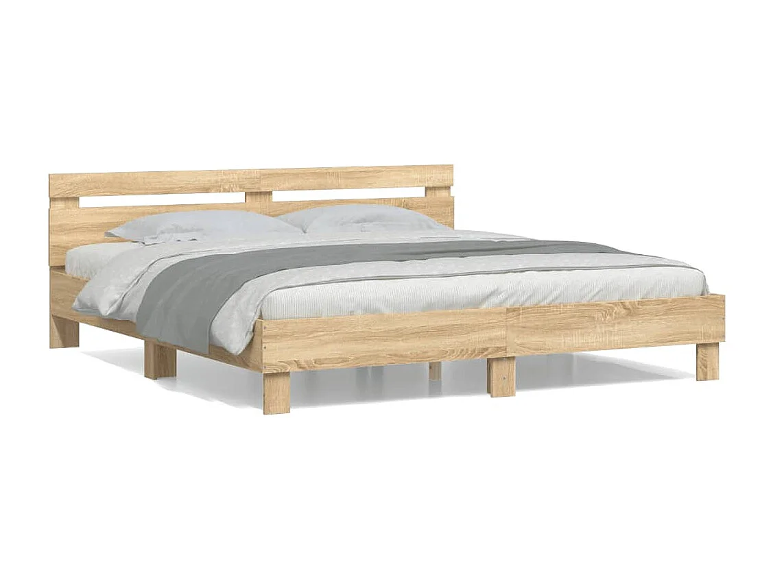 Bedframe met hoofdeinde bewerkt hout sonoma eiken 200x200 cm