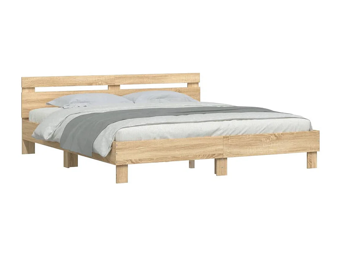 Bedframe met hoofdeinde bewerkt hout sonoma eiken 200x200 cm