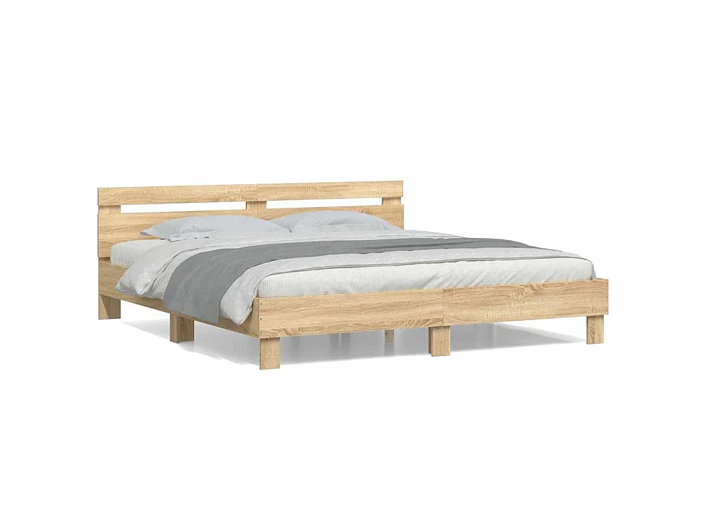 Bedframe met hoofdeinde bewerkt hout sonoma eiken 200x200 cm