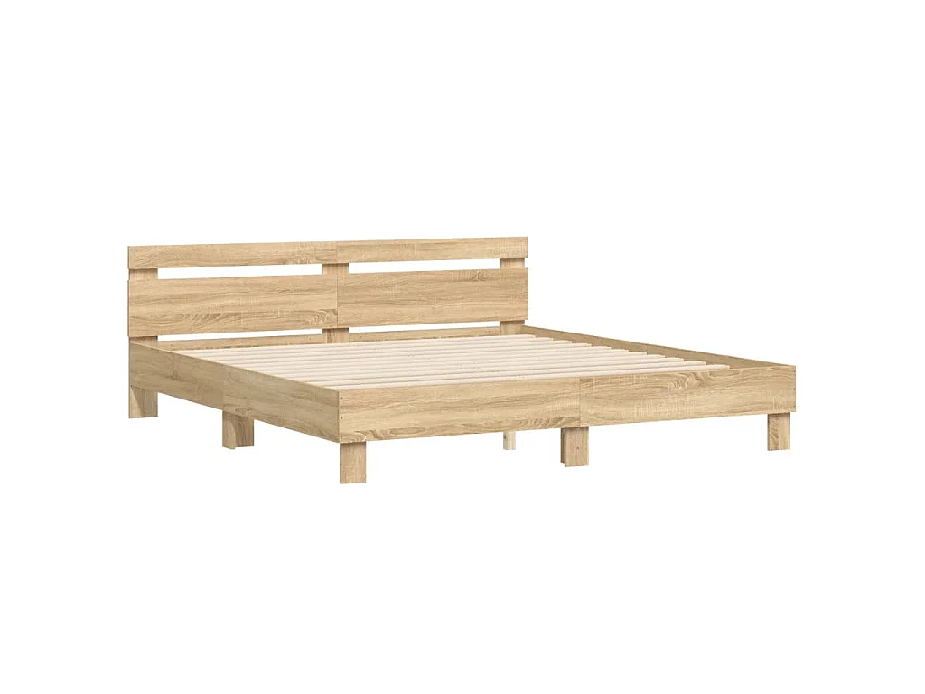 Bedframe met hoofdeinde bewerkt hout sonoma eiken 200x200 cm