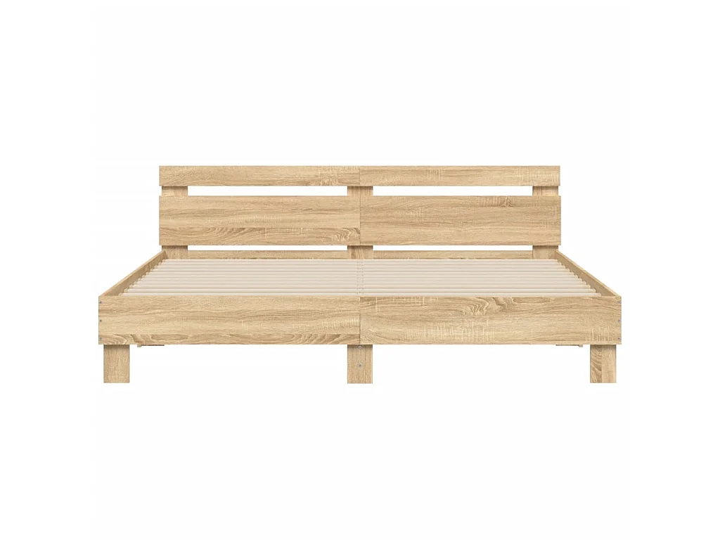Bedframe met hoofdeinde bewerkt hout sonoma eiken 200x200 cm