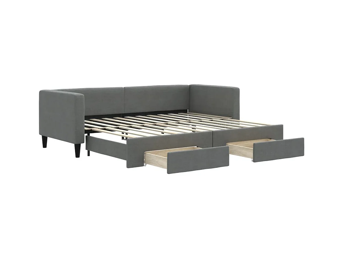 Tagesbett Ausziehbar mit Schubladen Dunkelgrau 80x200 cm Stoff