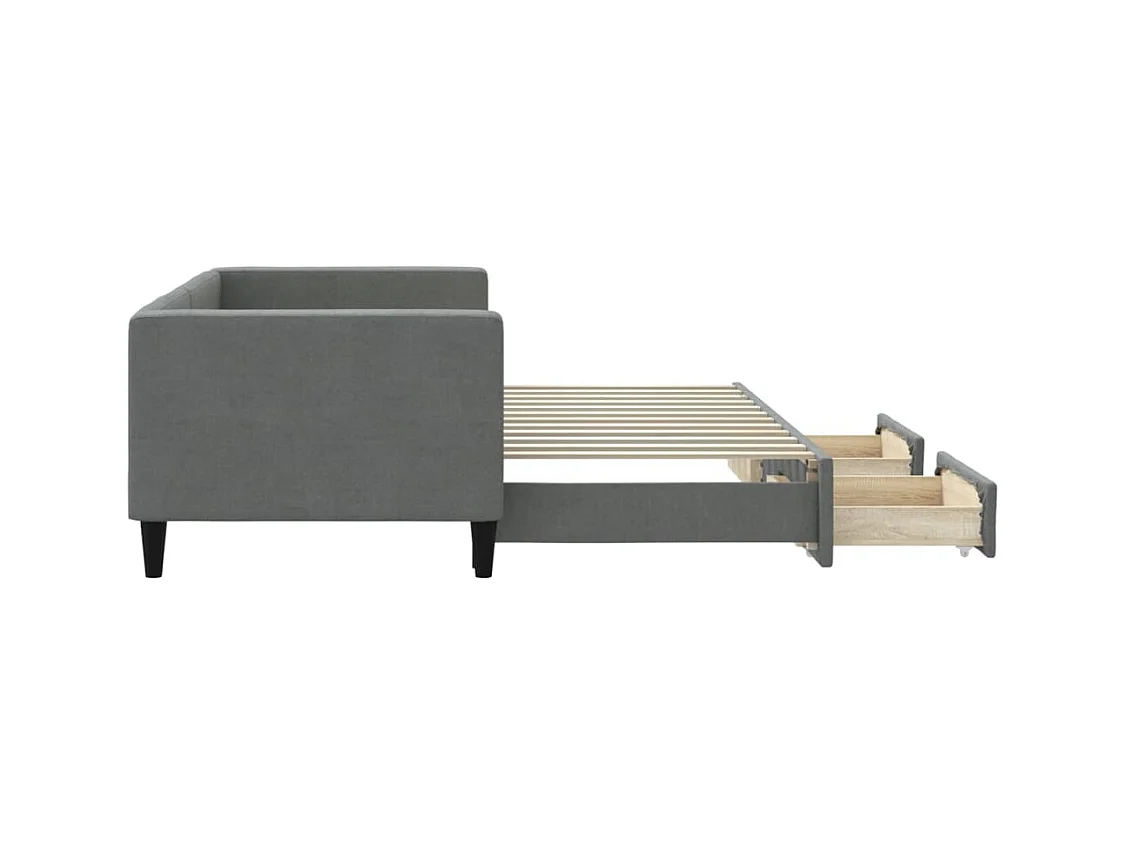 Tagesbett Ausziehbar mit Schubladen Dunkelgrau 80x200 cm Stoff