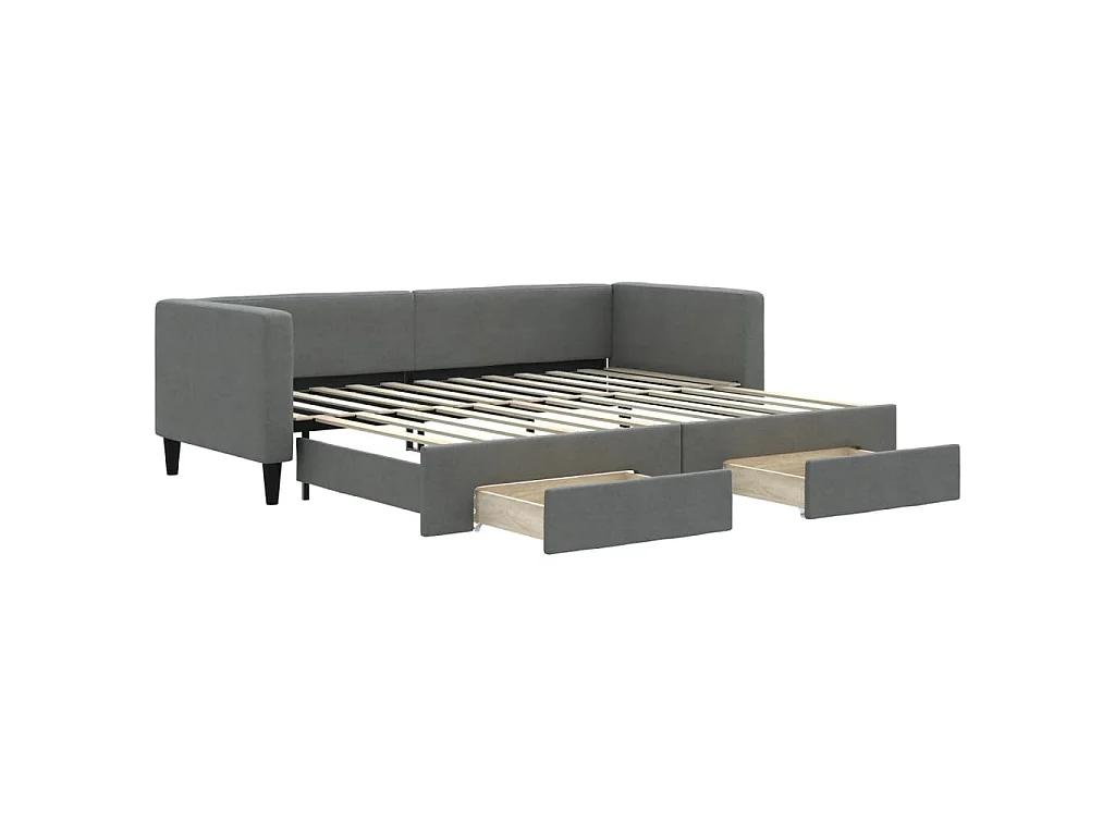 Tagesbett Ausziehbar mit Schubladen Dunkelgrau 80x200 cm Stoff