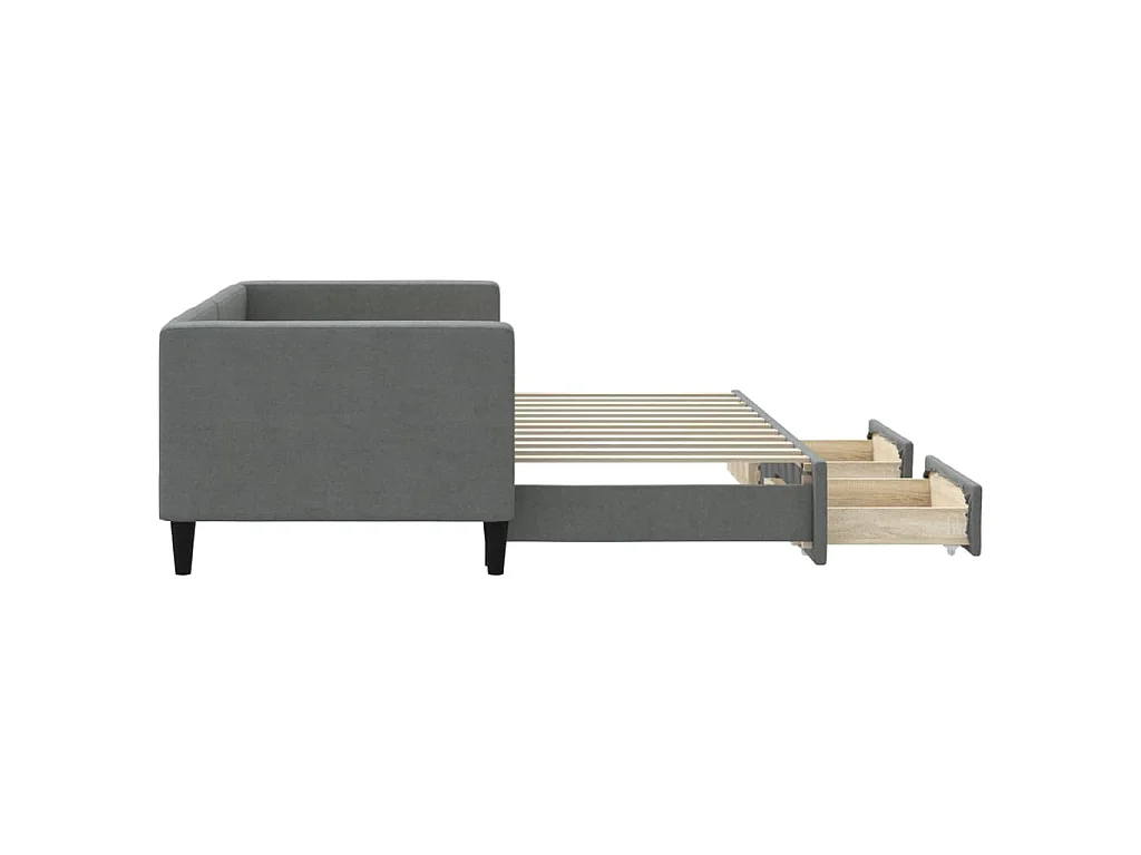Tagesbett Ausziehbar mit Schubladen Dunkelgrau 80x200 cm Stoff
