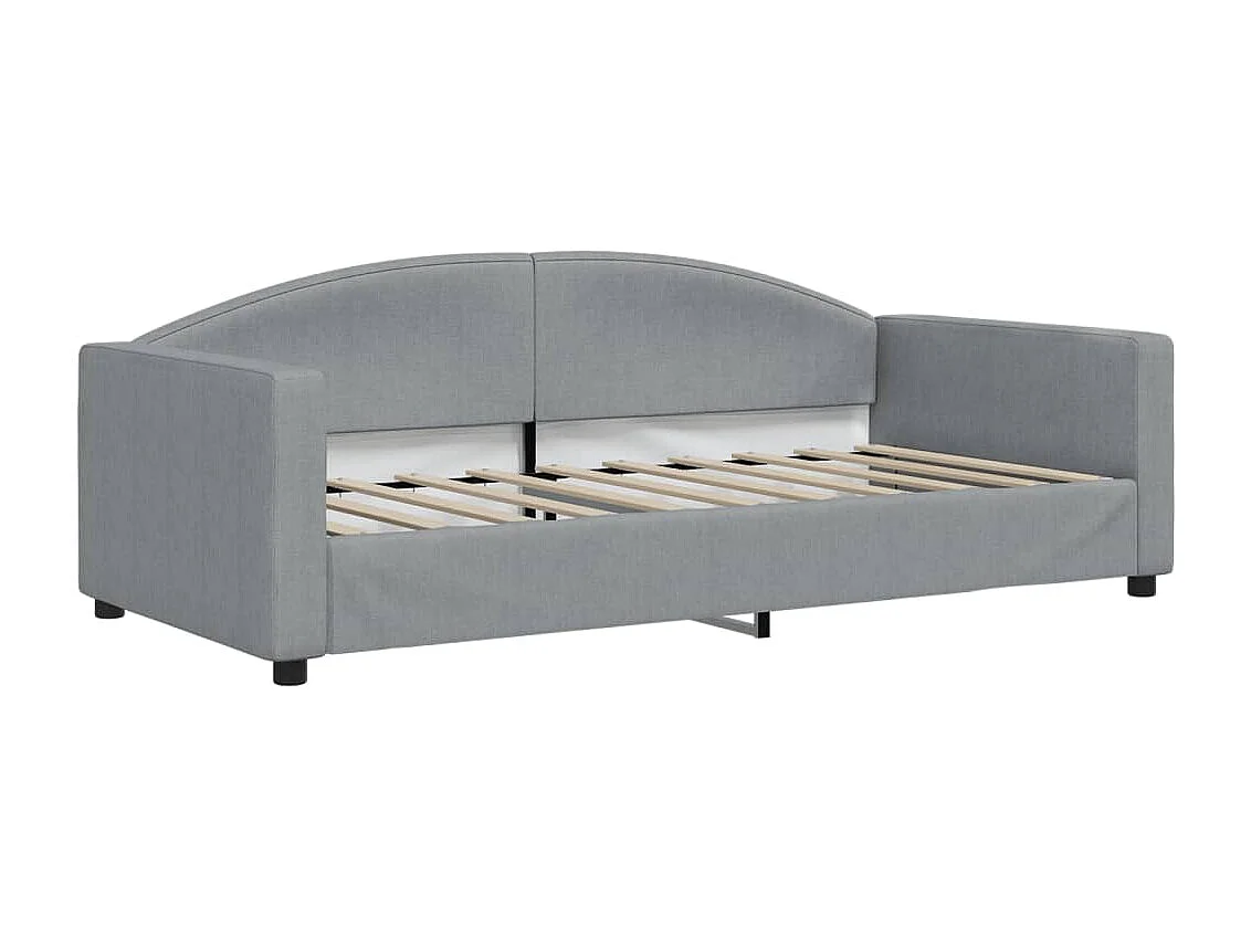 Lit de jour avec gigogne et matelas gris clair 90x190 cm tissu