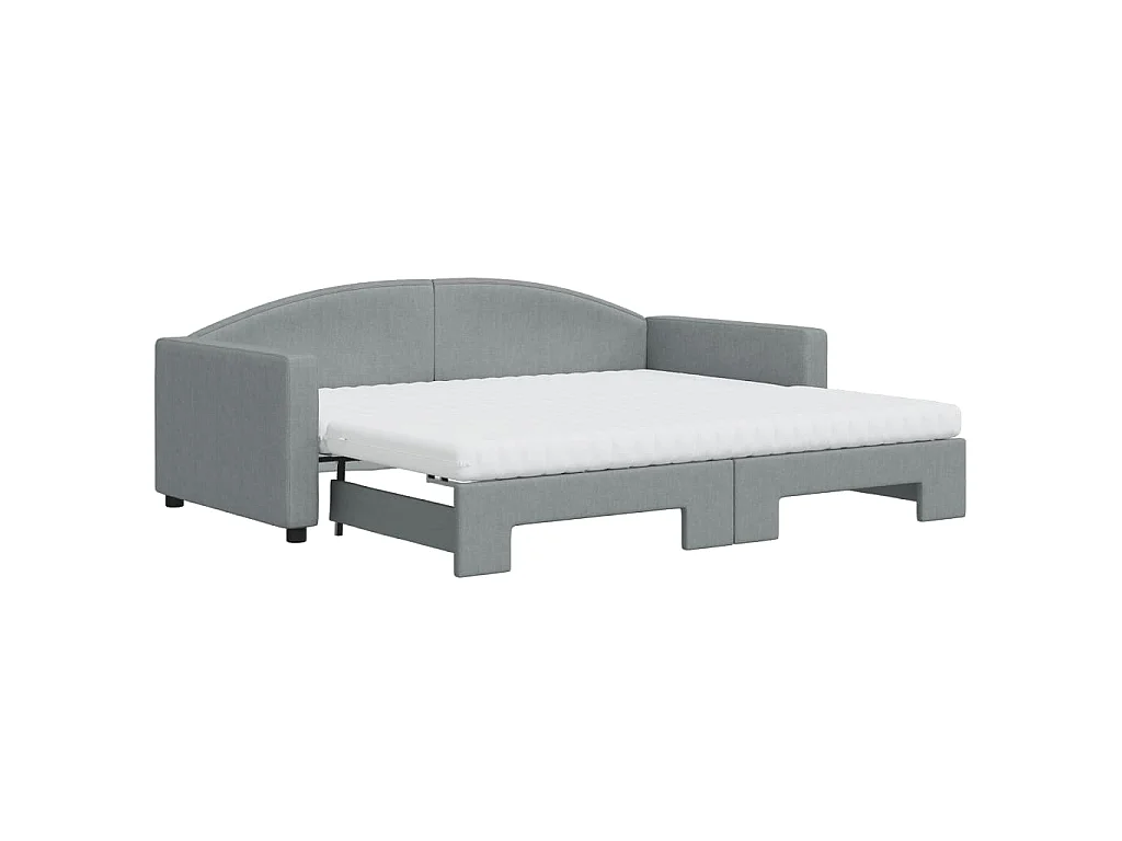 Sofá-cama c/ gavetão e colchões 90x190 cm tecido cinzento-claro