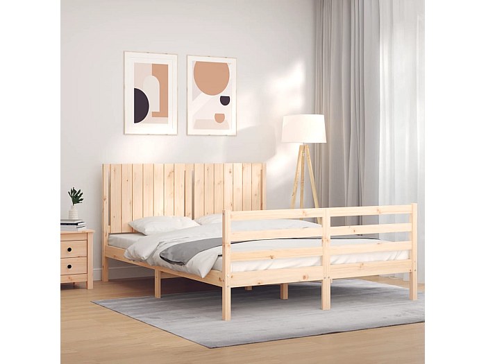 AFI Orleans Testiera Per Letto King Size In Legno Massello – Colore Caramello Chiaro – Design A Doghe Con Stazione Di Ricarica USB