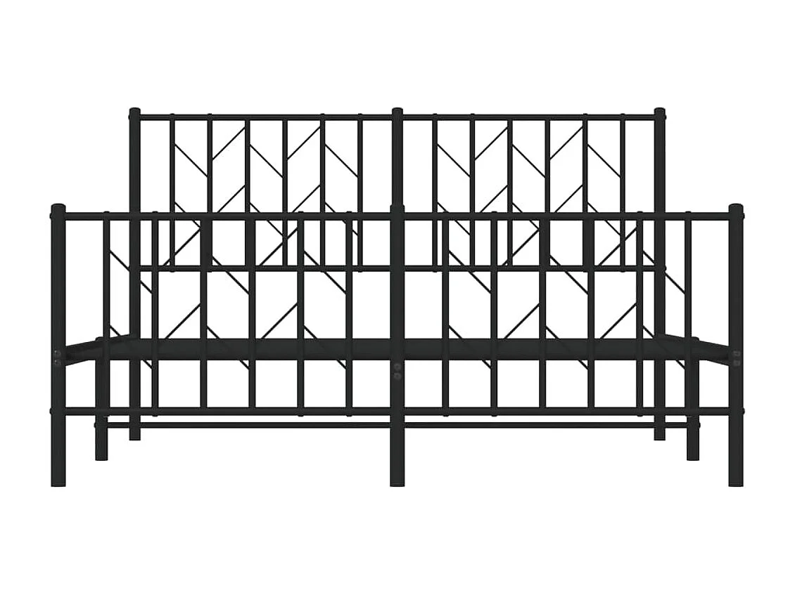 Cadre de lit métal sans matelas avec pied de lit noir 140x190cm