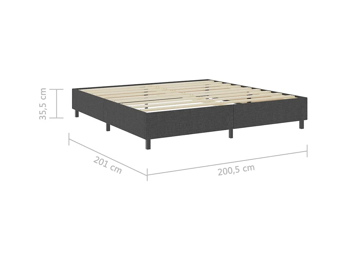 Sommier à lattes de lit Gris foncé Tissu 200x200 cm