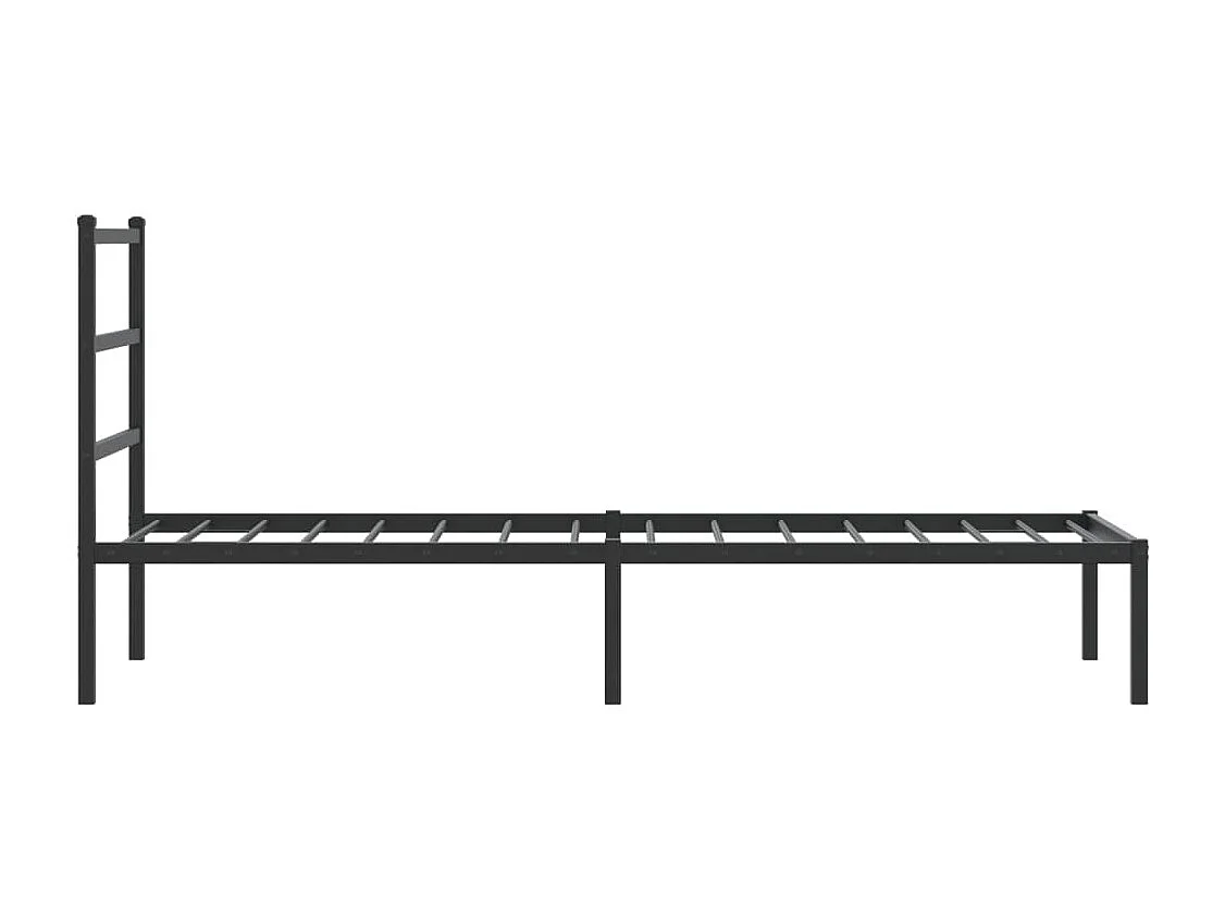 Estructura cama sin colchón con cabecero metal negro 80x200 cm