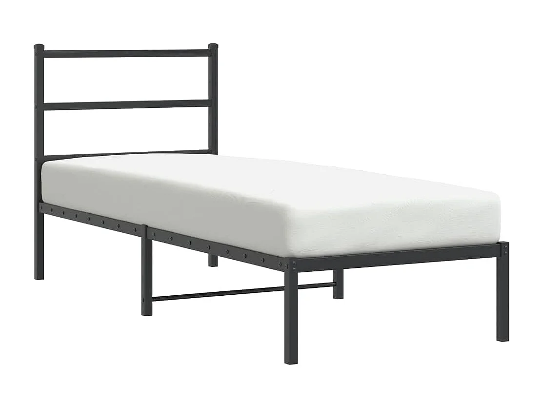 Cadre de lit métal sans matelas avec tête de lit noir 80x200 cm