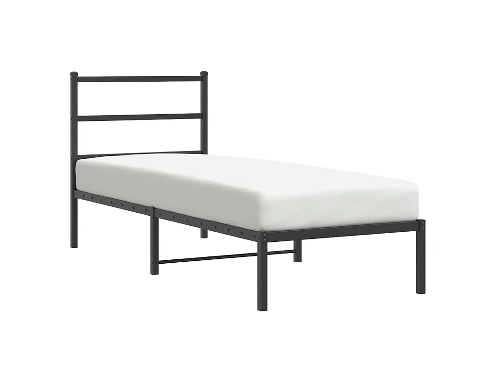 Cadre de lit métal sans matelas avec tête de lit noir 80x200 cm
