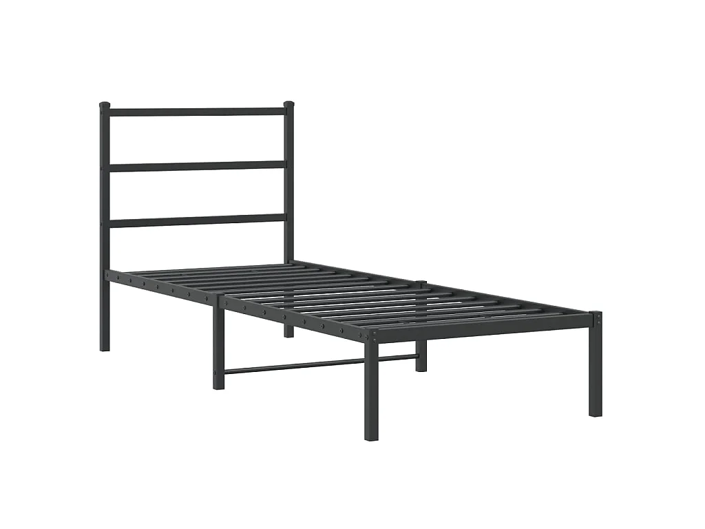 Cadre de lit métal sans matelas avec tête de lit noir 80x200 cm