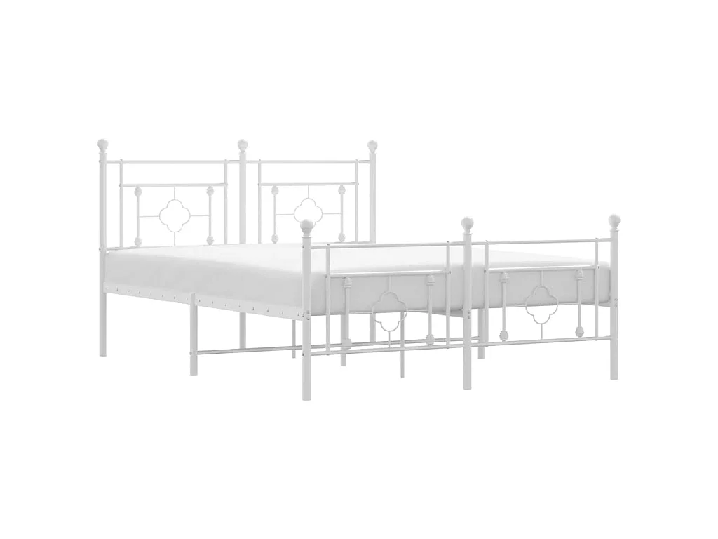 Bettgestell mit Kopf- und Fußteil Metall Weiß 140x190 cm